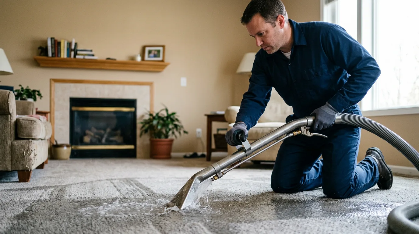 Water damage restoration technician working near Boonville, MO